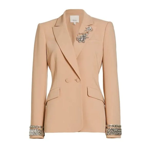 Cinq à Sept Cheyenne Crepe Blazer Jacket Jewelry Crystals Embellished Amour Sz 4 - Picture 2 of 9